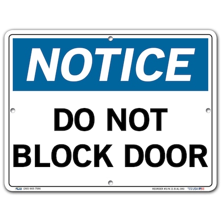 Vestil Aluminum Sign, 9-1/2" Height, 12-1/2" Width, Aluminum, Rectangle, English SI-N-11-B-AL-080